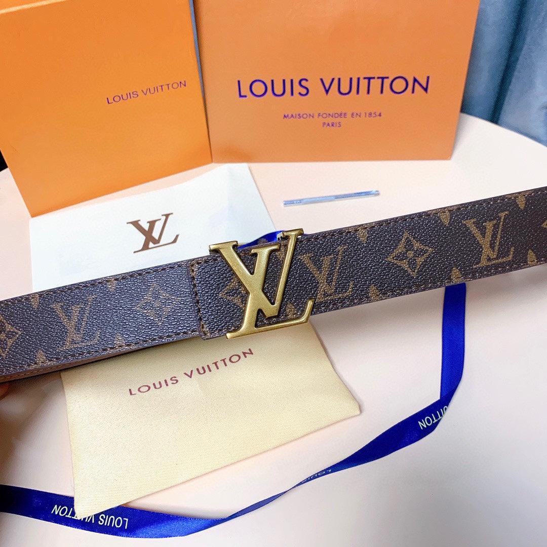 Louis Vuitton Monogram Canvas Belt, Classic Designer Accessory, Includes Original Box, Shopping Bag, and Dust Bag