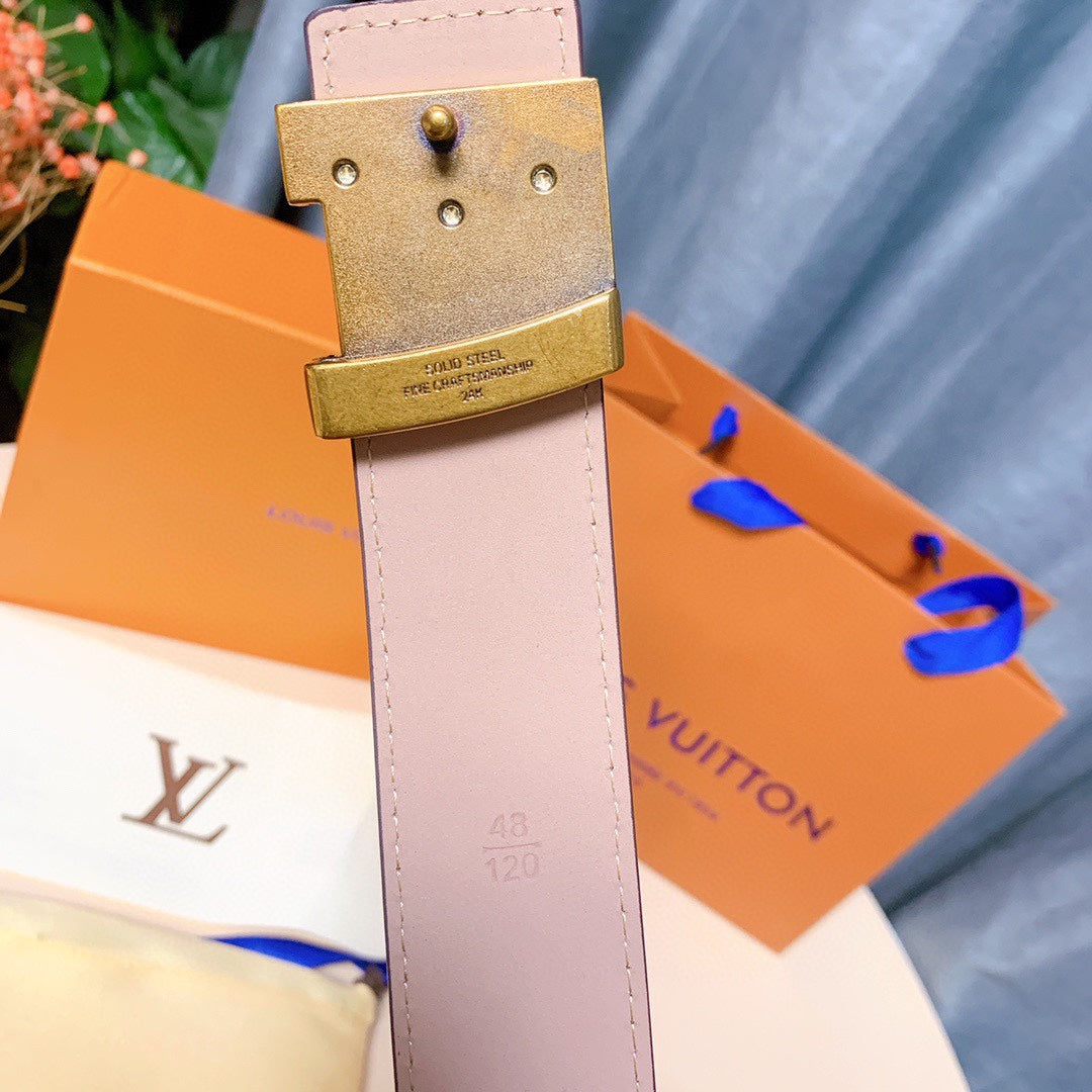 Louis Vuitton Monogram Canvas Belt, Classic Designer Accessory, Includes Original Box, Shopping Bag, and Dust Bag