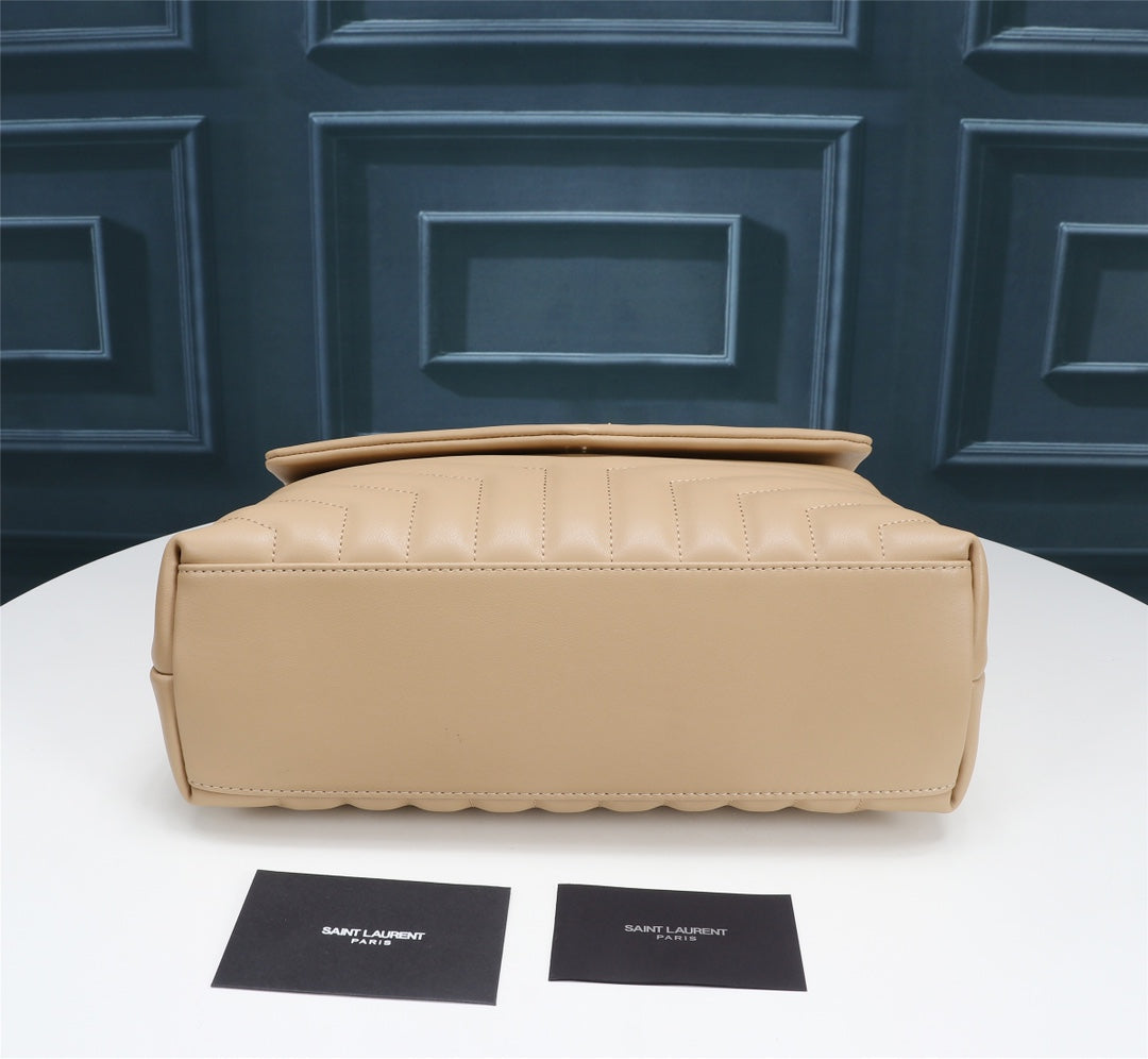 Saint Laurent Loulou Small Quilted Leather Shoulder Bag - Beige