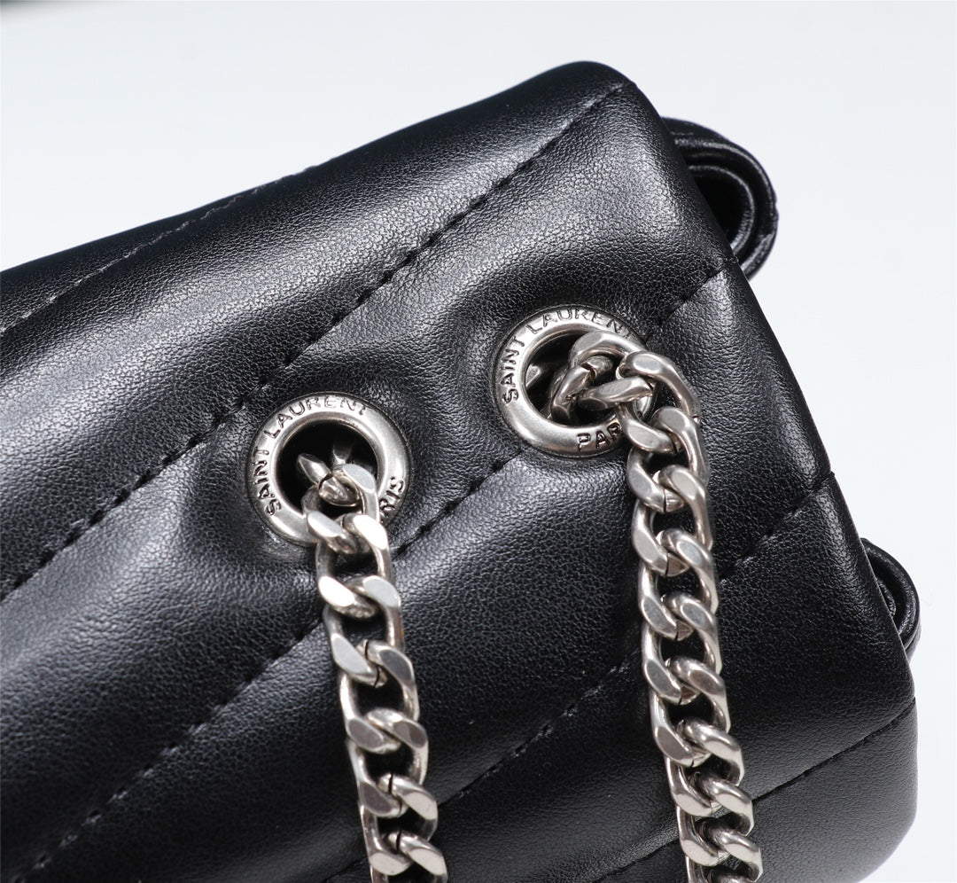 Saint Laurent Loulou Medium Quilted Leather Shoulder Bag - Black/Silver
