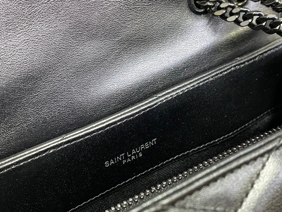 Saint Laurent Loulou Small Shoulder Bag in Quilted Leather - Black on Black