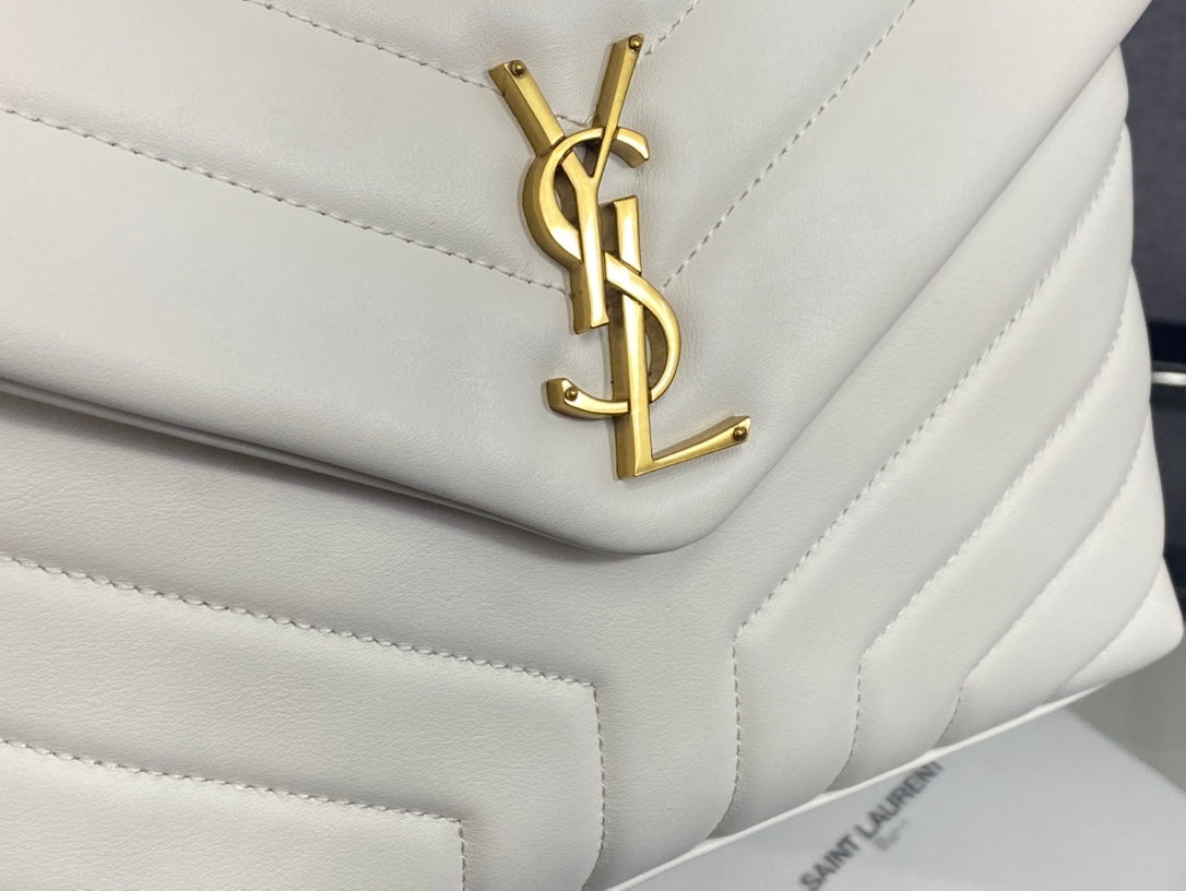 Saint Laurent LouLou Small Quilted Leather Shoulder Bag - White