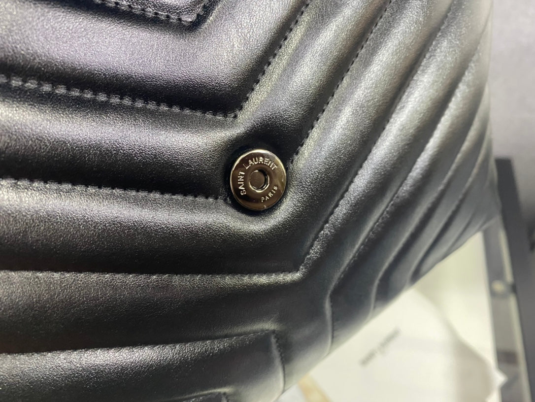 Saint Laurent Loulou Small Shoulder Bag in Black Matelassé Leather