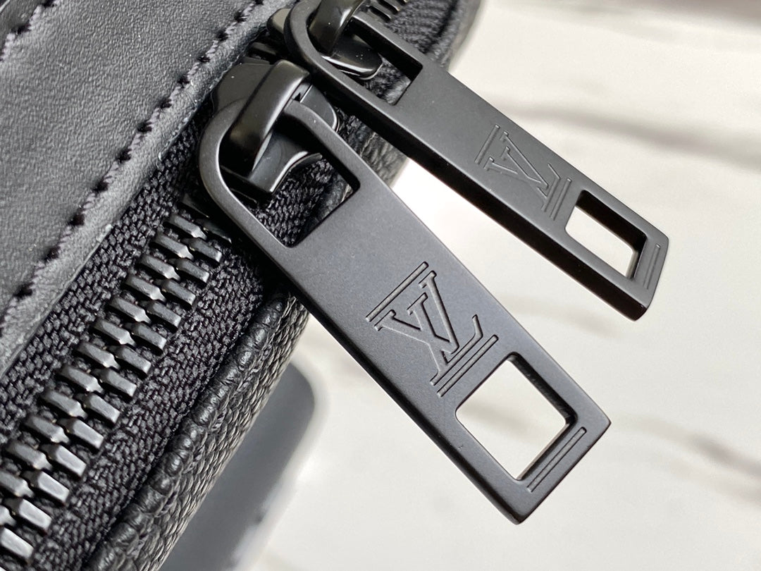 Louis Vuitton Aerogram Backpack in Black Grained Calfskin Leather