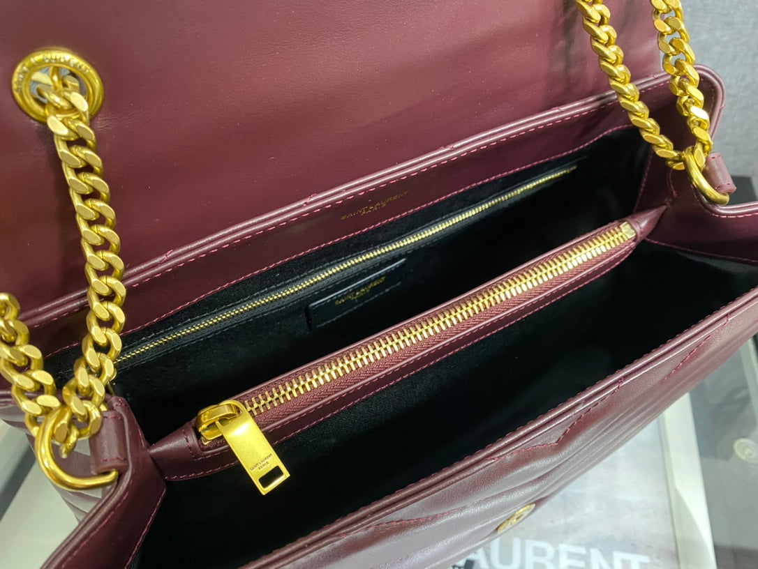 Saint Laurent Loulou Small Quilted Leather Shoulder Bag - Burgundy