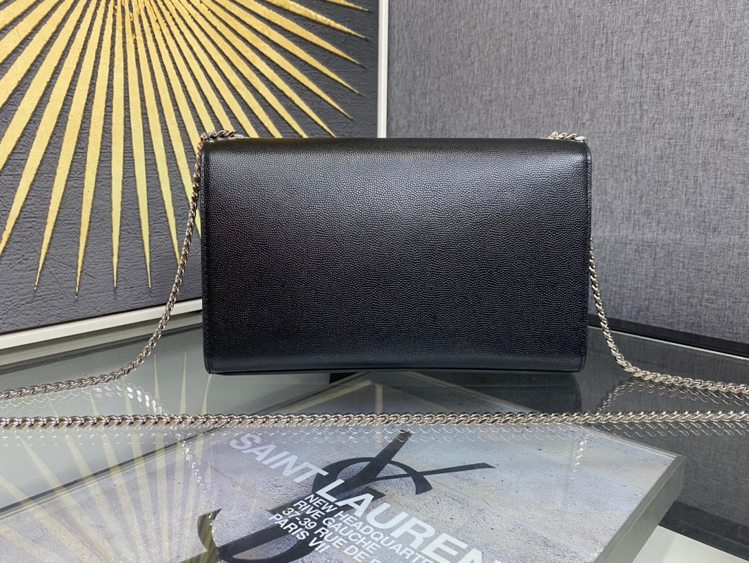 Saint Laurent Monogram Wallet on Chain - Black Leather Crossbody Bag