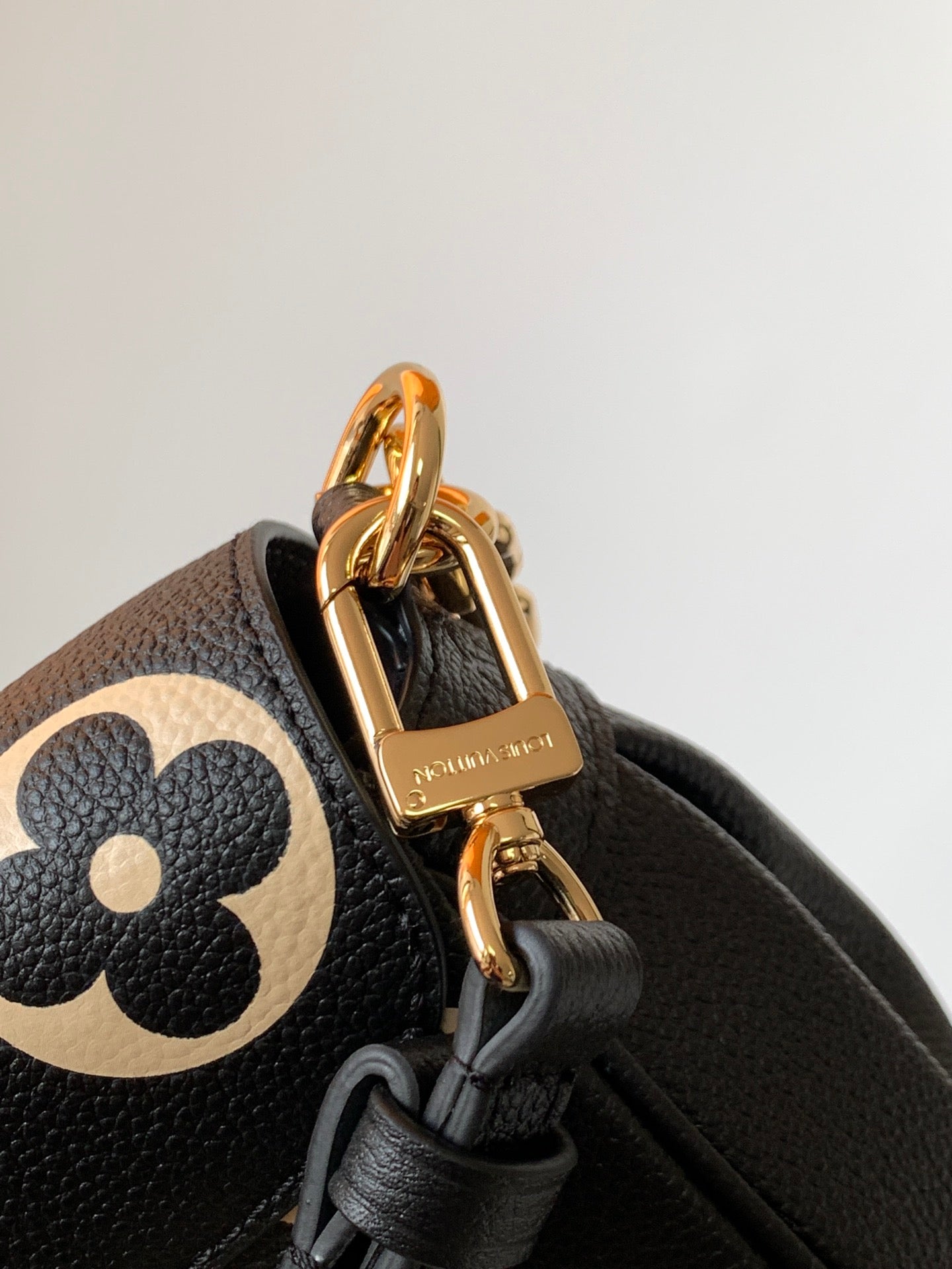 Louis Vuitton Monogram Empreinte Giant Black Leather Shoulder Bag with Gold Chain