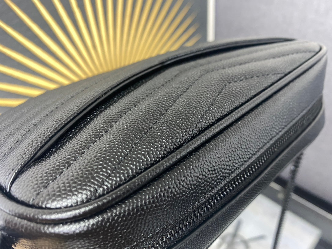 Saint Laurent Lou Quilted Leather Camera Bag - Black on Black