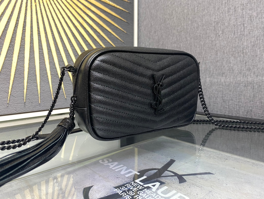 Saint Laurent Lou Quilted Leather Camera Bag - Black on Black