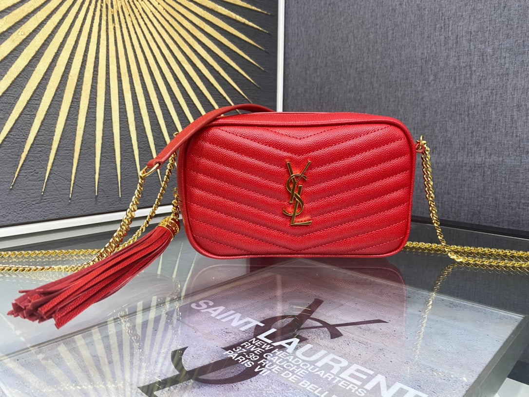 Saint Laurent Lou Camera Bag in Quilted Leather - Red