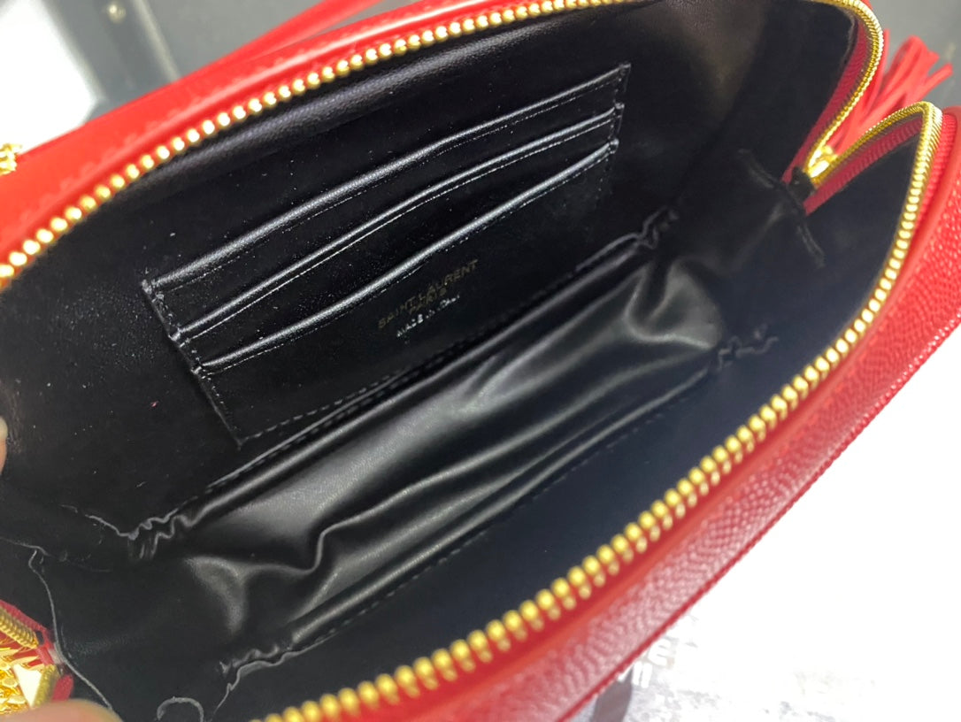 Saint Laurent Lou Camera Bag in Quilted Leather - Red