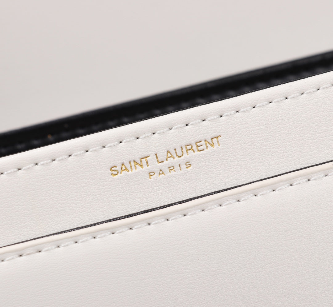 Saint Laurent Small Solferino Leather Shoulder Bag in White