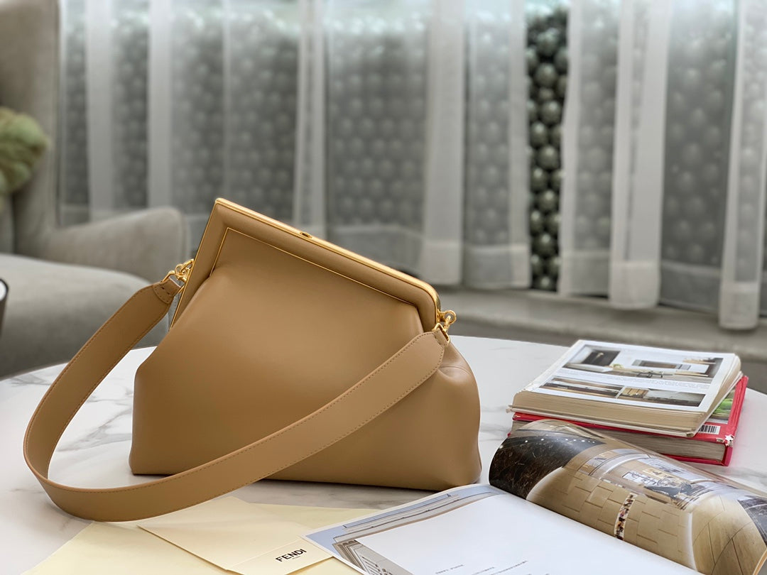Fendi First Small Beige Nappa Leather Bag with Detachable Strap
