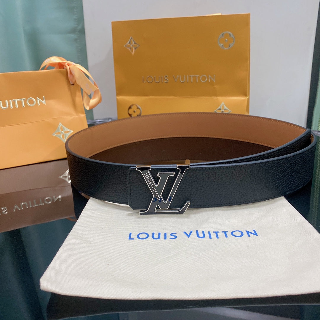 Louis Vuitton LV Initiales 40mm Reversible Belt Black Leather with Silver-Tone Buckle