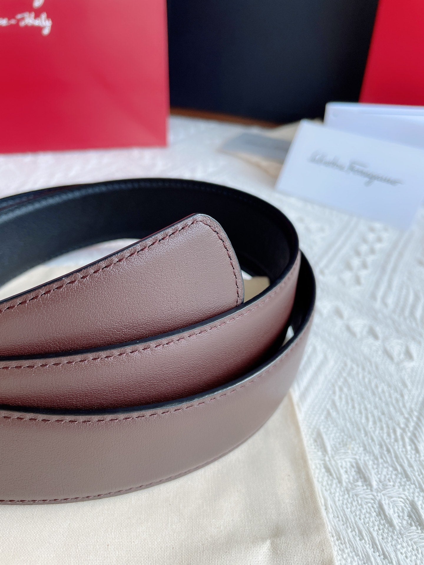 Salvatore Ferragamo Men's Gancini Reversible Leather Belt - Brown and Black with Gold-Tone Buckle