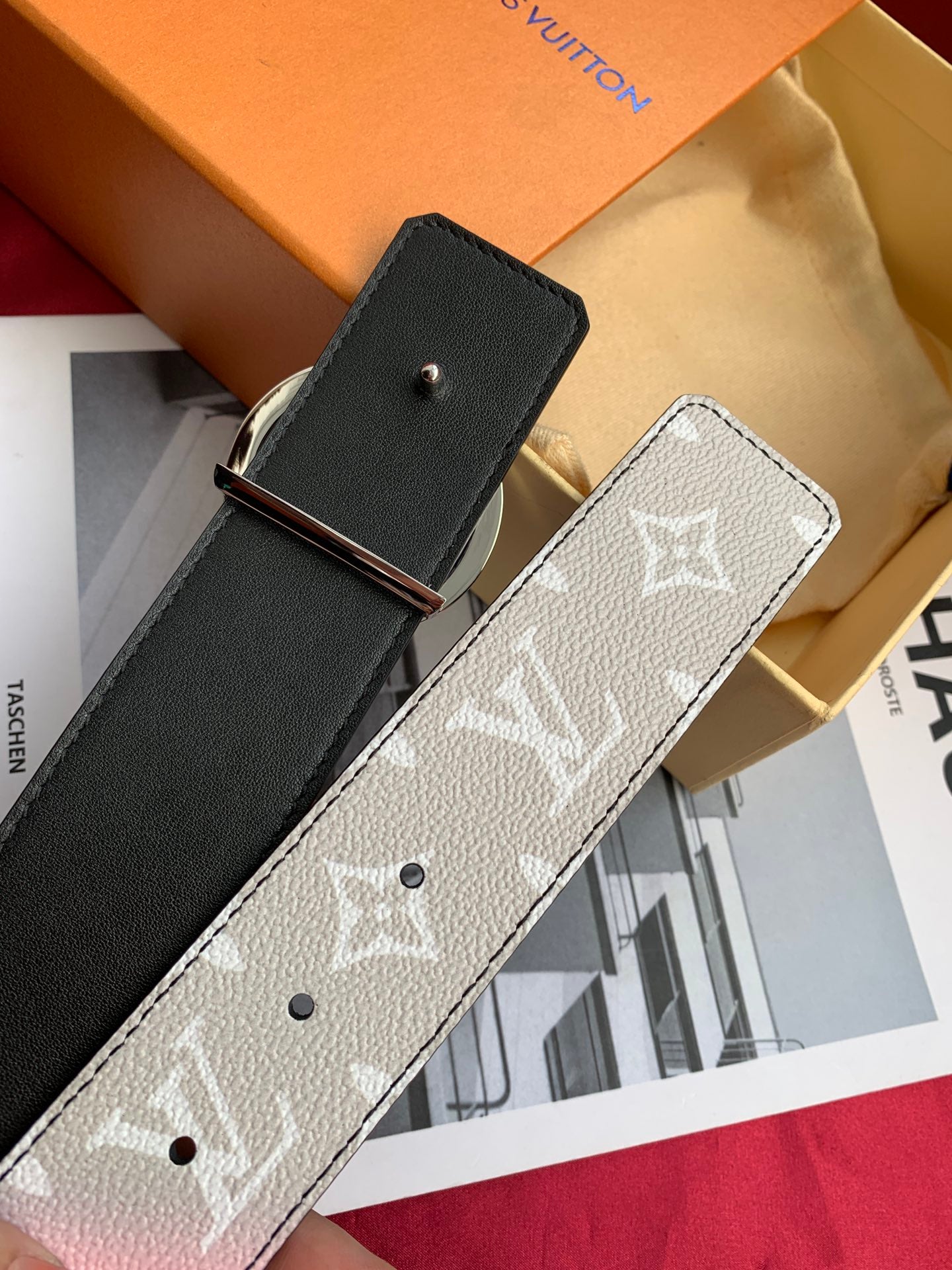 Louis Vuitton LV Circle Belt Monogram Canvas Blue and Pink Gradient with Silver Buckle