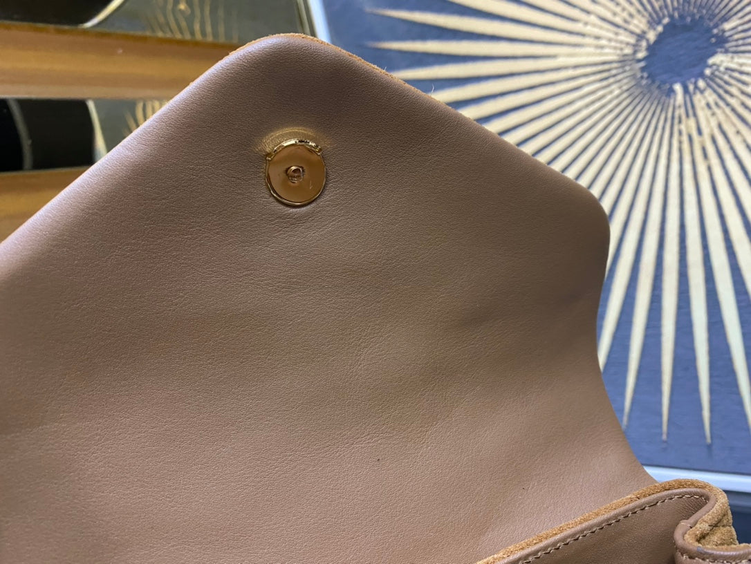 Saint Laurent Loulou Toy Bag in Tan Quilted Suede