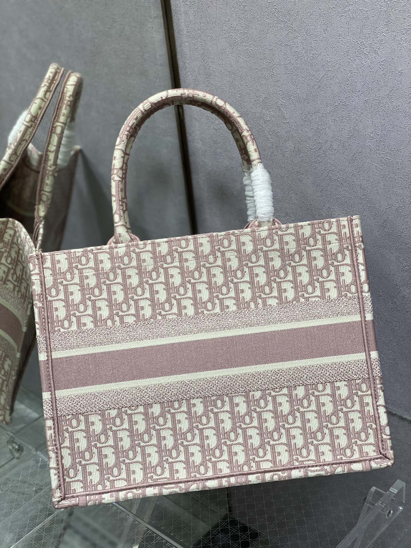 Christian Dior Medium Book Tote - Pink Dior Oblique Embroidery