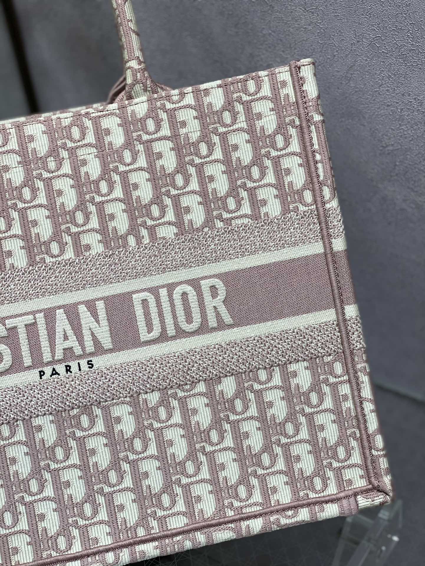 Christian Dior Book Tote Rose Gold Dior Oblique Embroidery Handbag