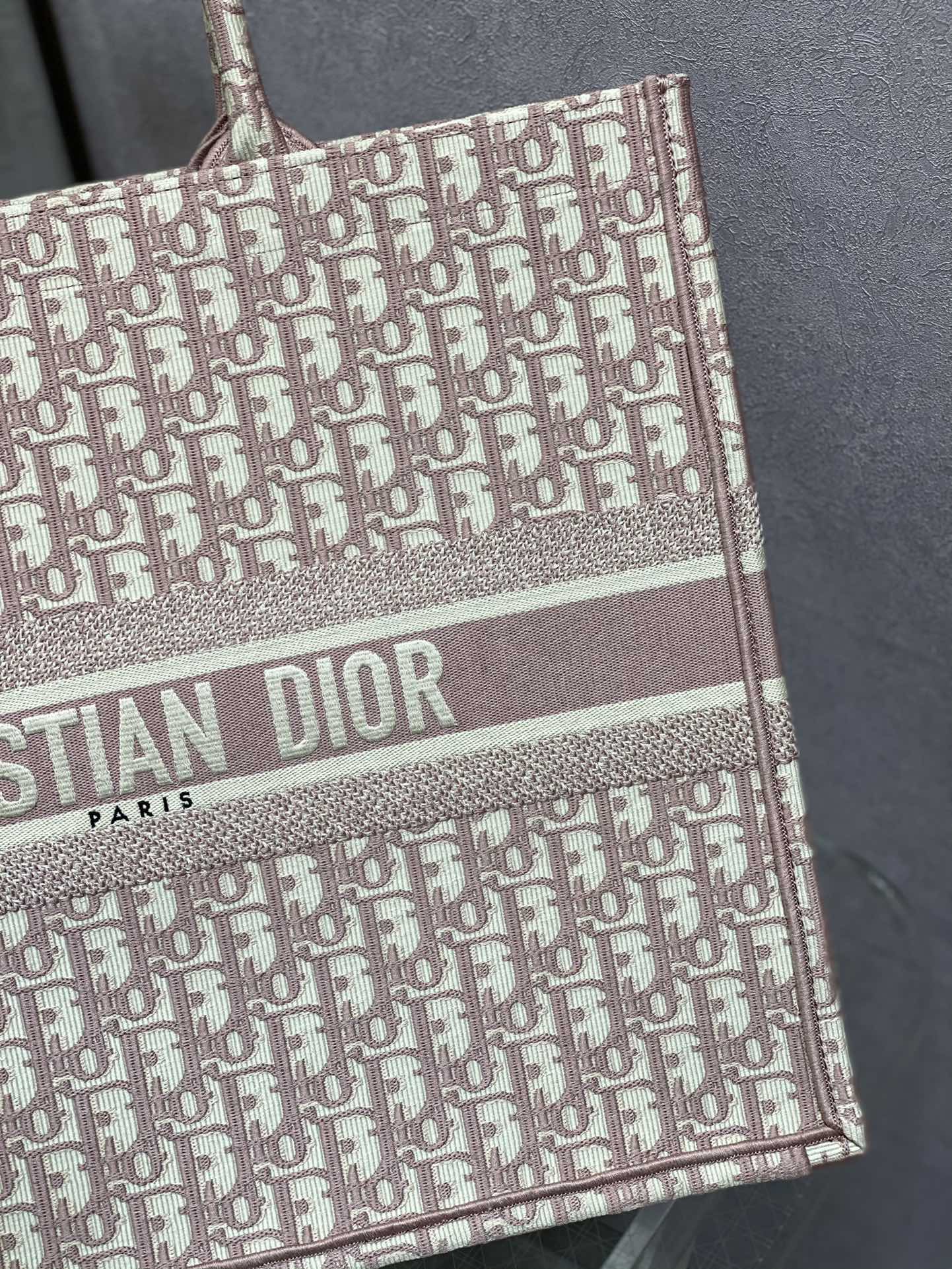 Christian Dior Book Tote Medium Pink Oblique Embroidered Canvas Bag