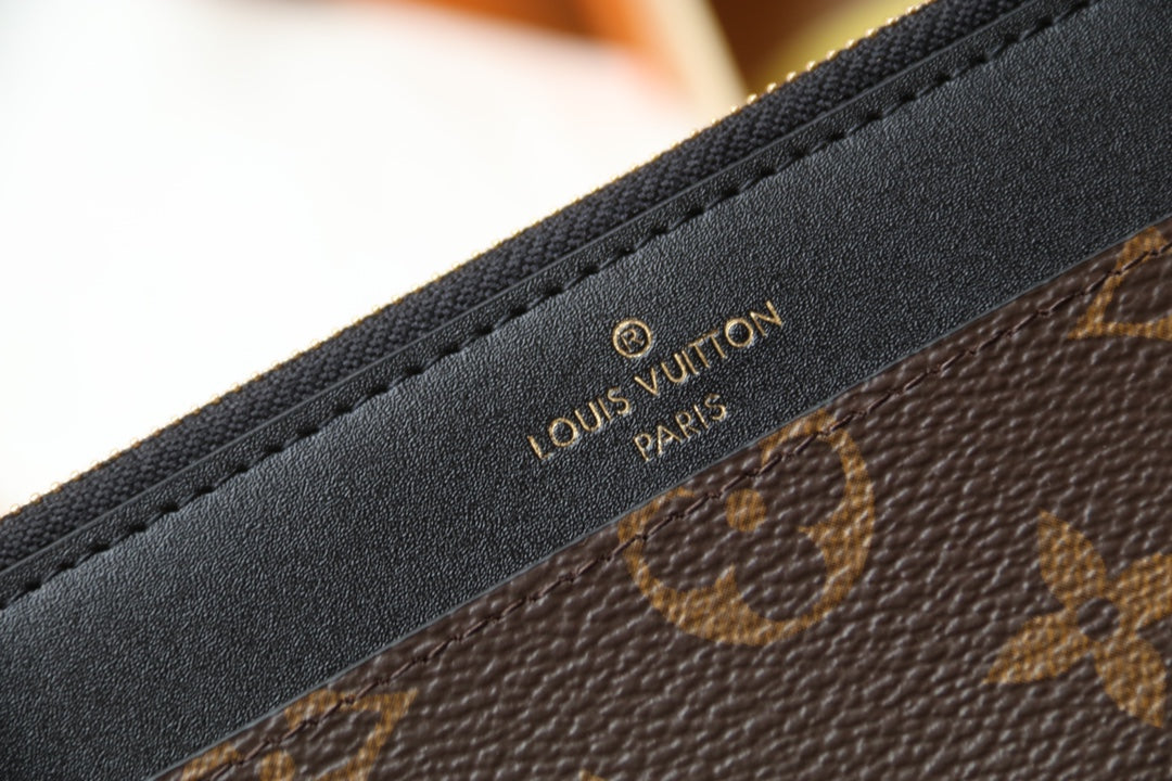 Louis Vuitton Slim Purse Monogram Canvas with Black Leather Trim