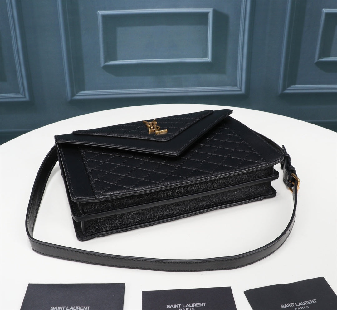 Saint Laurent Gaby Medium Quilted Leather Shoulder Bag in Black