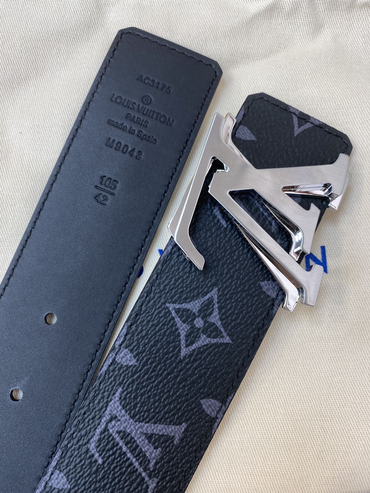 Louis Vuitton LV Shape 40mm Belt Monogram Eclipse Canvas - Black/Grey with Silver Buckle