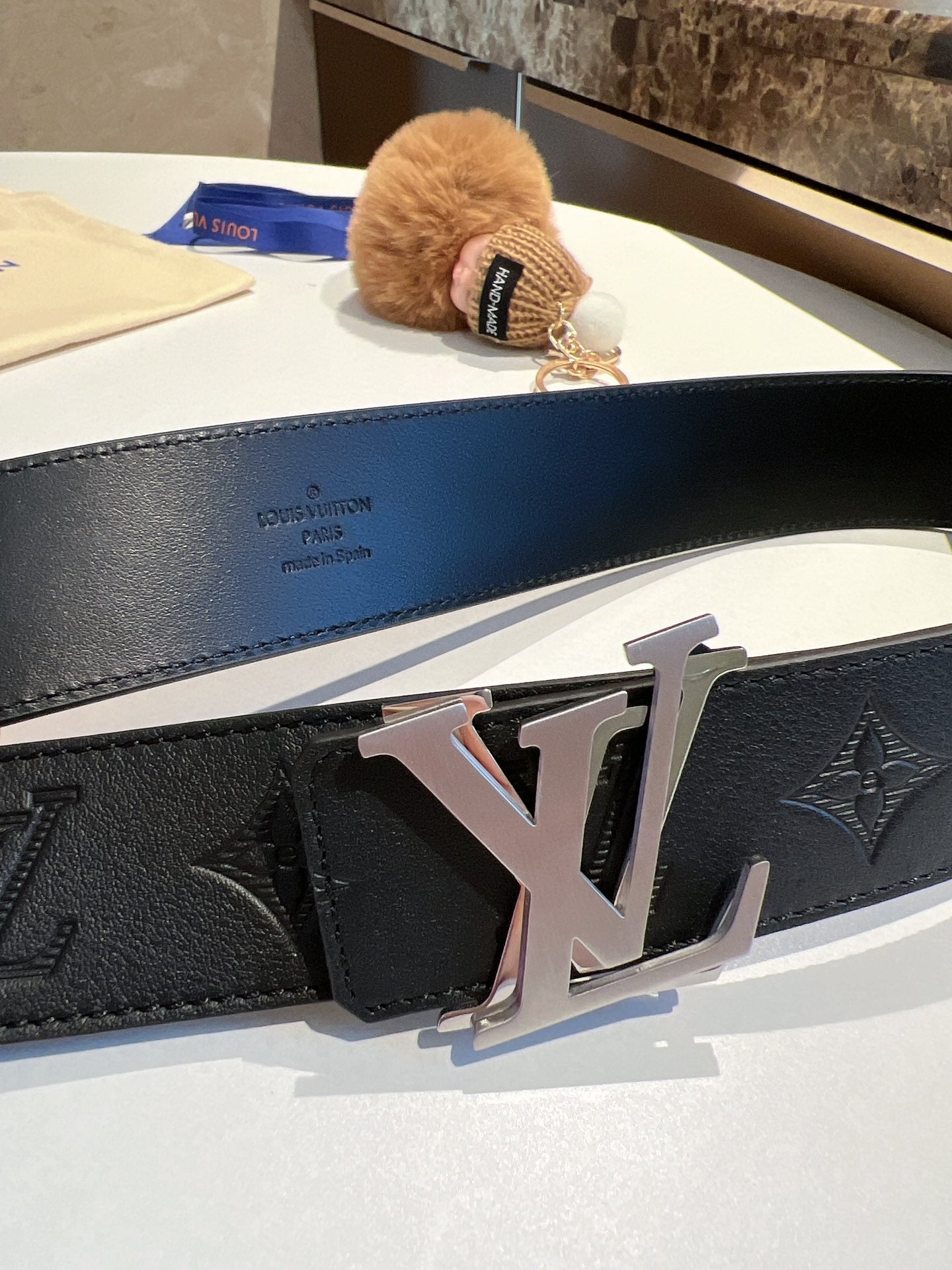 Louis Vuitton Men's LV Initiales 40mm Reversible Belt, Monogram Shadow Leather, Black, Silver Buckle