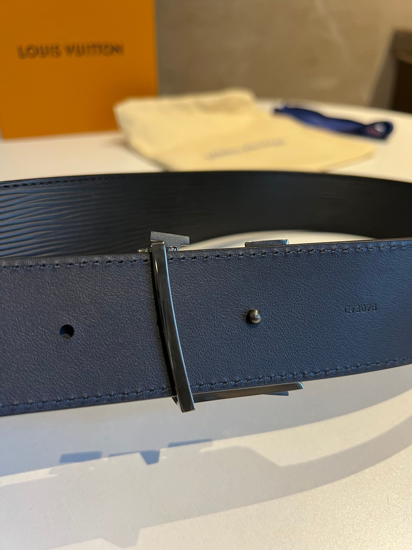 Louis Vuitton Men's LV Initiales 40mm Reversible Belt, Black Epi Leather, Silver-Tone Hardware Buckle