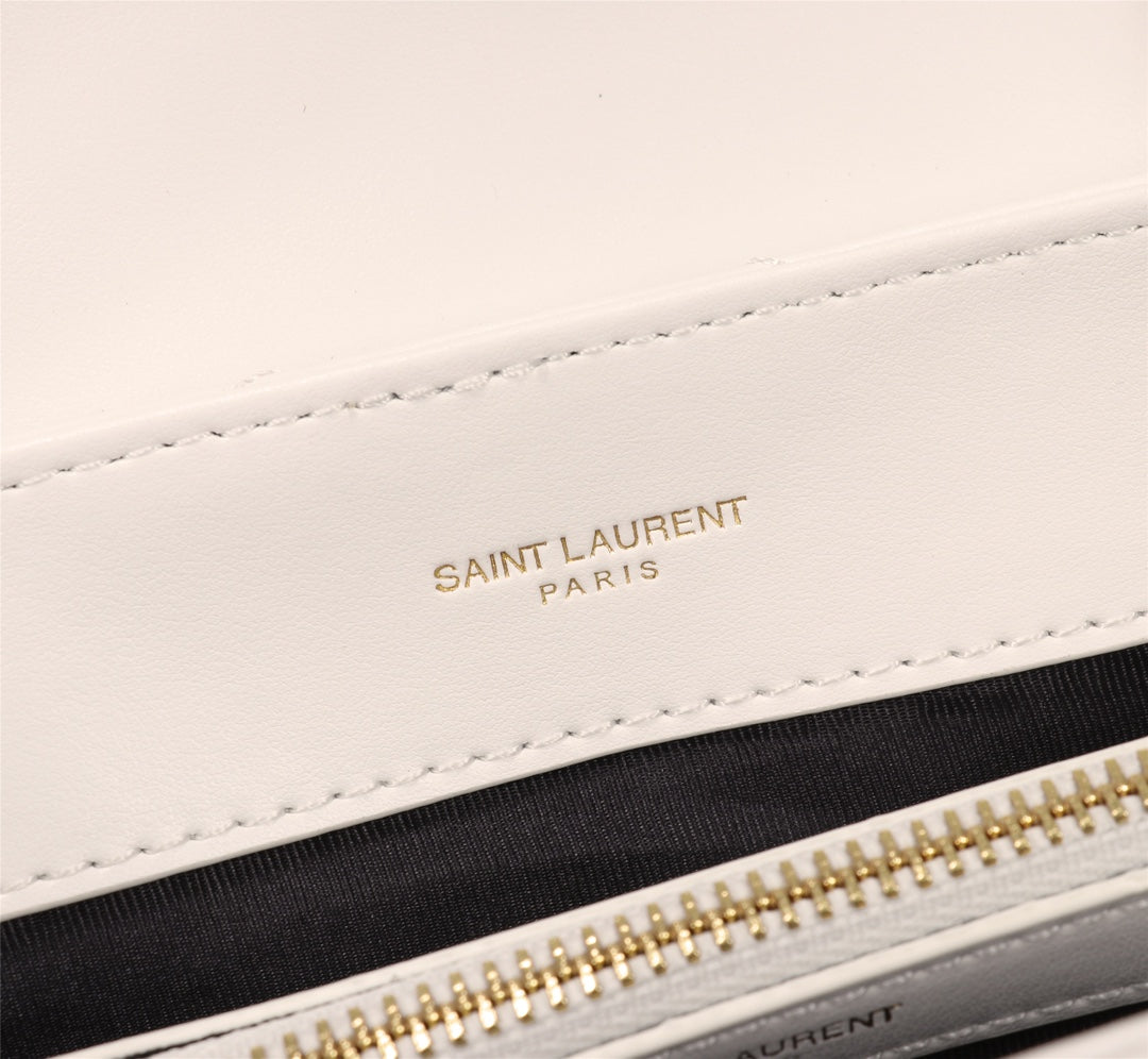 Saint Laurent Small Loulou Shoulder Bag in Quilted Leather - White