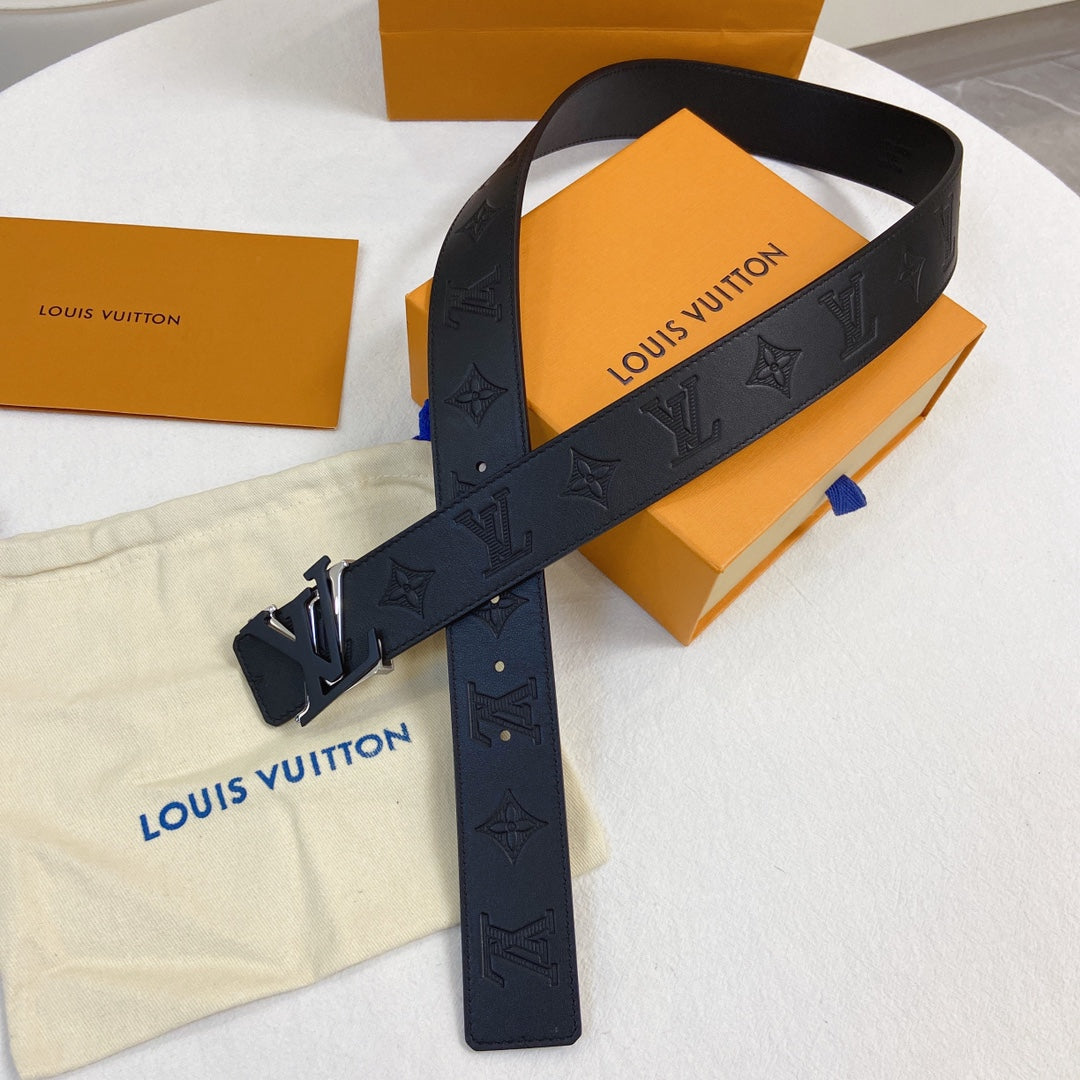 Louis Vuitton Men's LV Initiales 40mm Belt, Monogram Shadow Black Embossed Leather