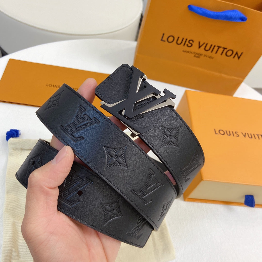 Louis Vuitton Men's LV Initiales 40mm Belt, Monogram Shadow Black Embossed Leather