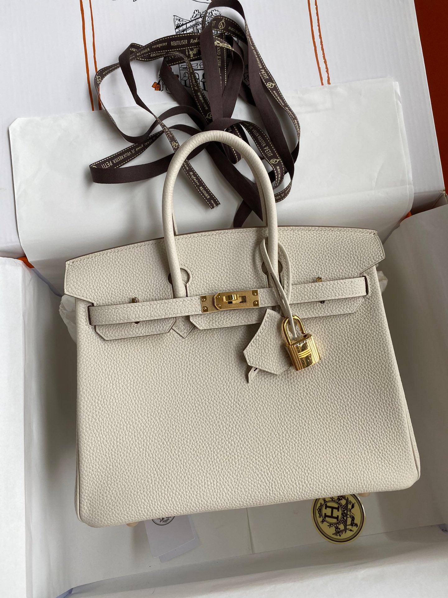 Luxury Cream Leather Handbag with Gold-Tone Hardware - Classic Top Handle Design