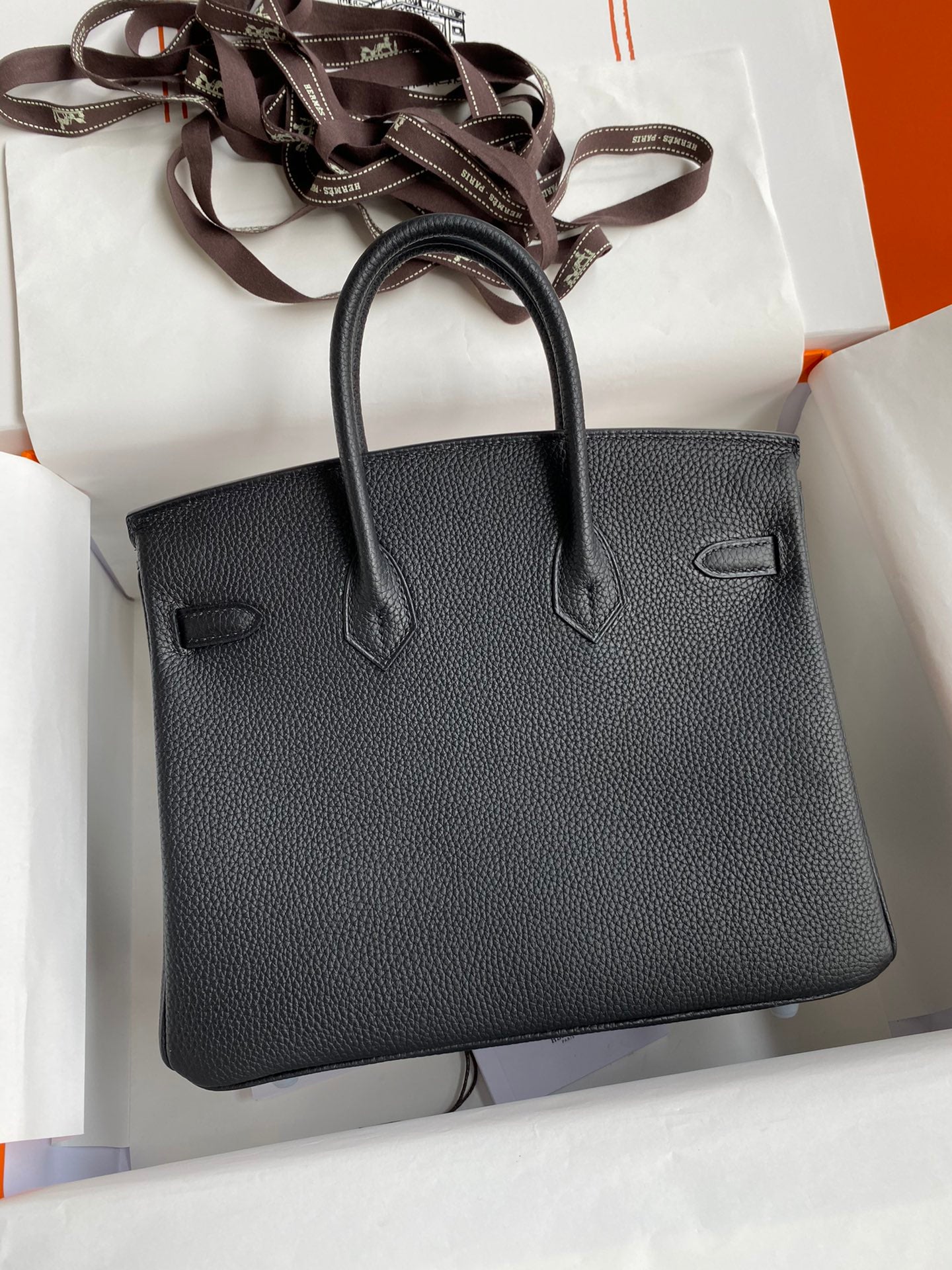 Hermès Birkin 25 Black Epsom Leather with Palladium Hardware and Rodeo Charm