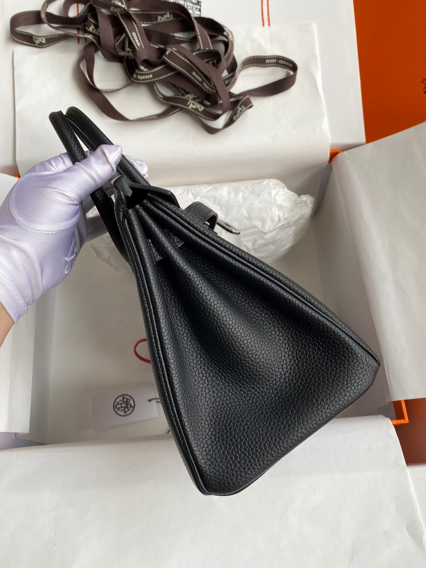 Hermès Birkin 25 Black Epsom Leather with Palladium Hardware and Rodeo Charm