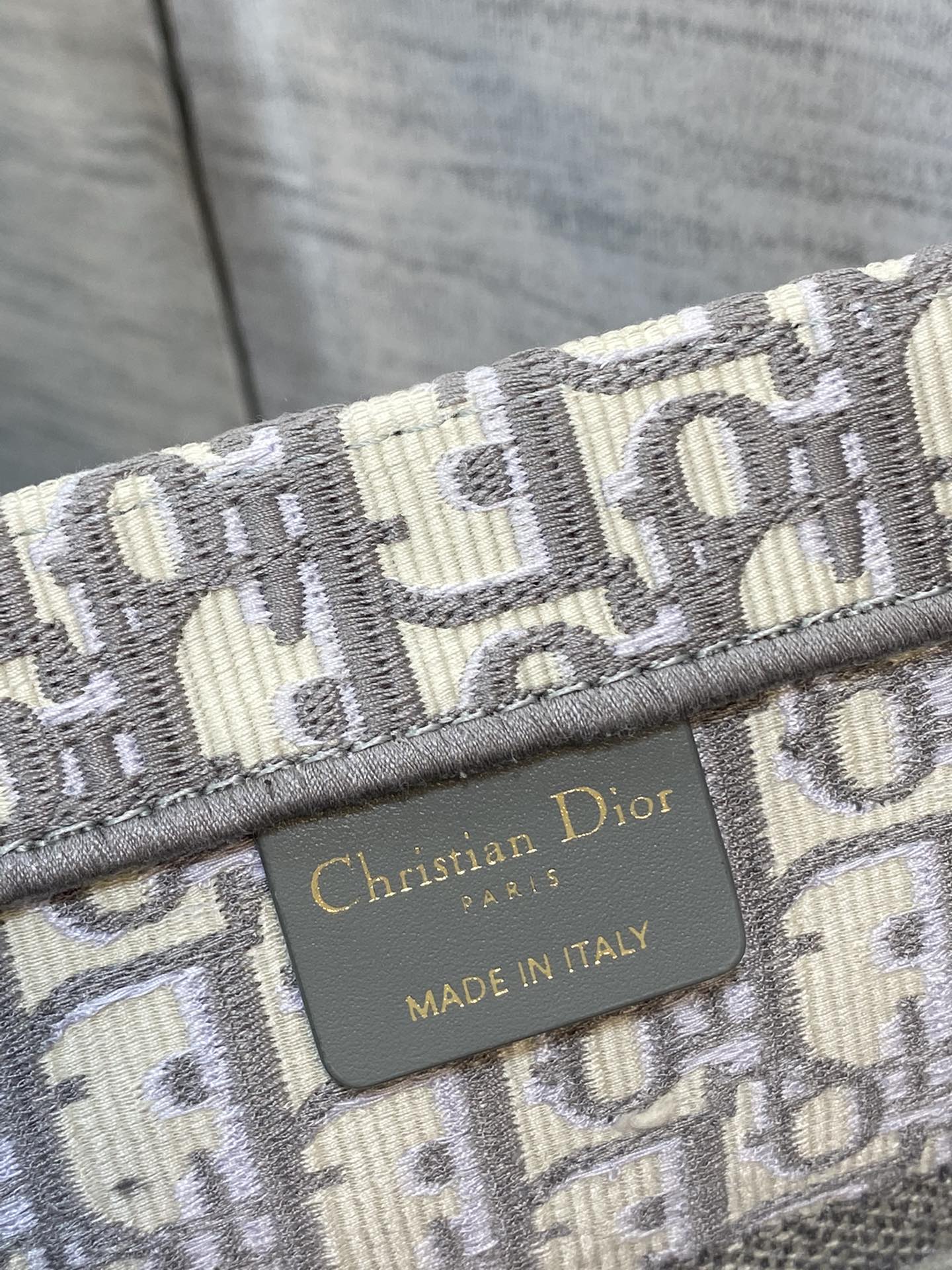 Christian Dior Gray Oblique Embroidery Book Tote Bag Large