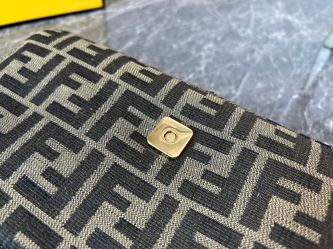 Fendi Baguette Brown Fabric FF Motif Shoulder Bag