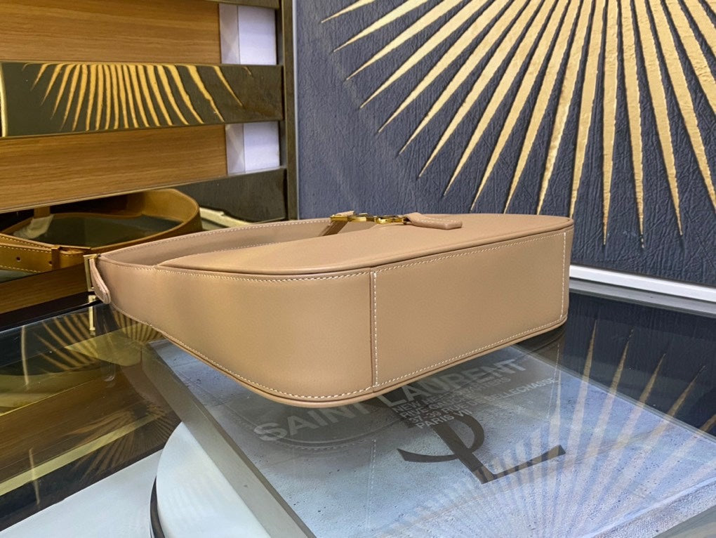 Saint Laurent LE 5 À 7 Hobo Bag in Beige Smooth Leather