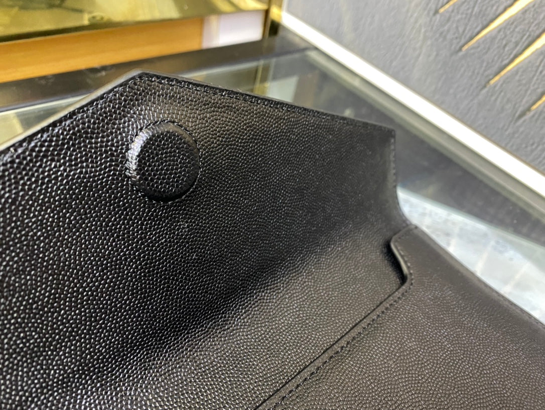 Saint Laurent Uptown Pouch in Grain de Poudre Embossed Leather - Black