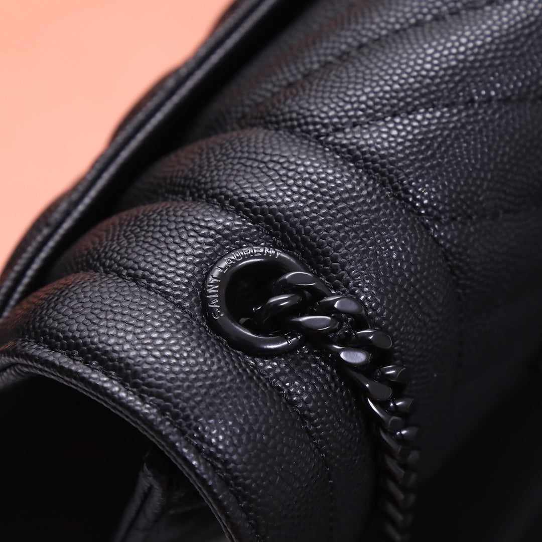 Saint Laurent Monogram Envelope Quilted Leather Chain Wallet - Black