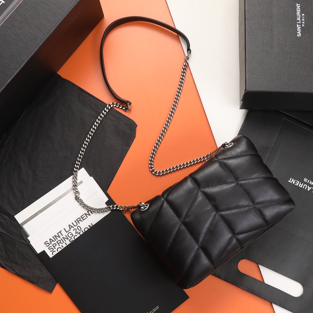 Saint Laurent Loulou Puffer Small Bag in Quilted Lambskin - Black