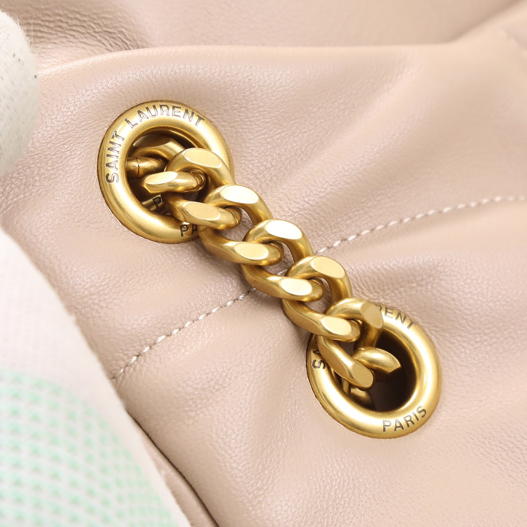 Saint Laurent Loulou Puffer Small Shoulder Bag in Quilted Lambskin - Beige