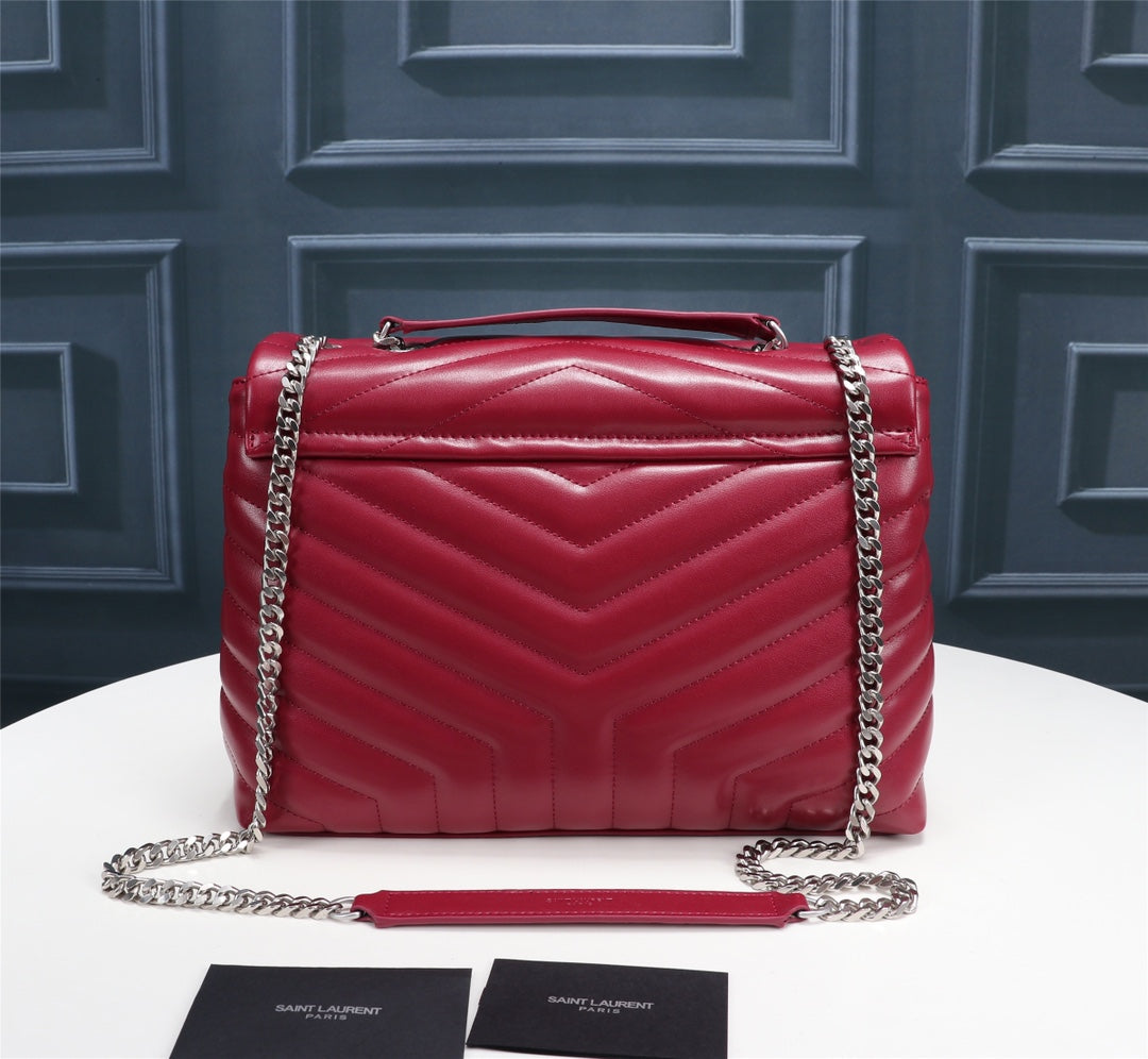 Saint Laurent Loulou Medium Red Quilted Leather Shoulder Bag
