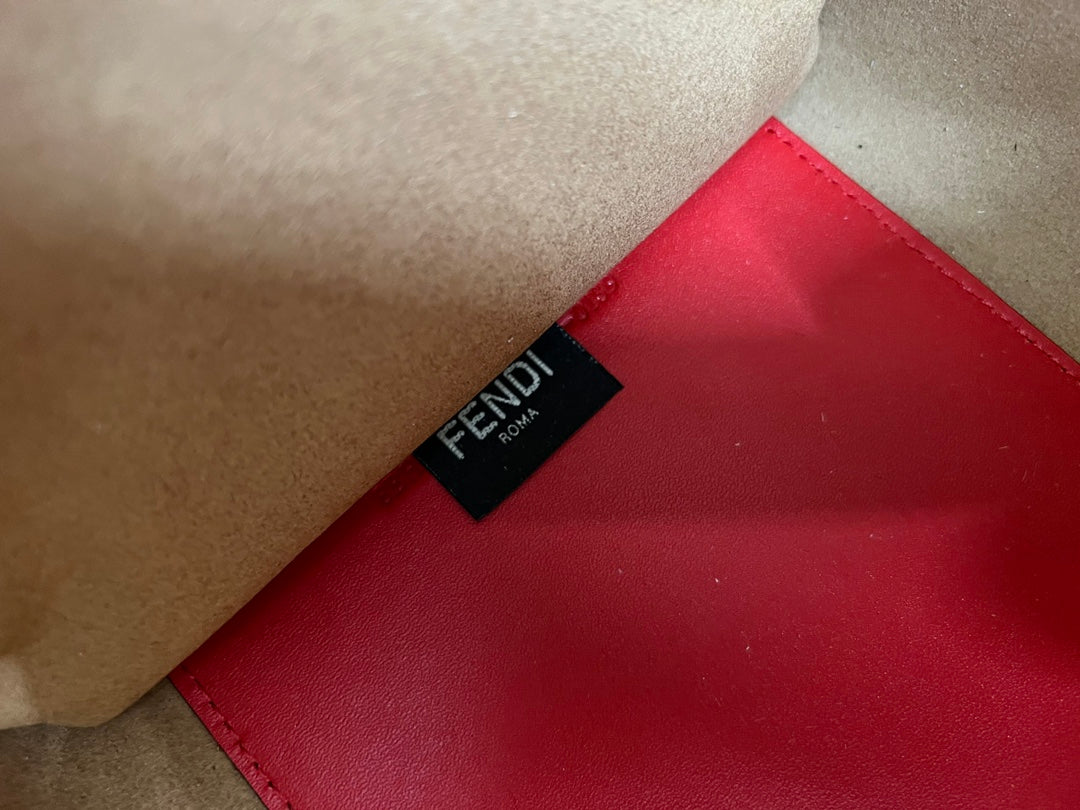 Fendi Sunshine Shopper Medium Red Leather Tote Bag