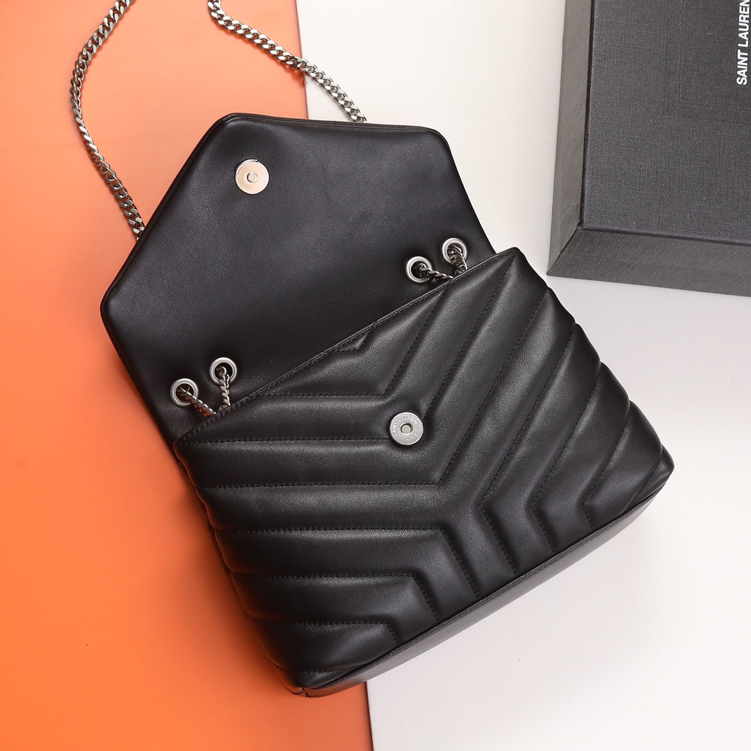 Saint Laurent Loulou Toy Bag in Quilted Leather - Black with Silver Hardware