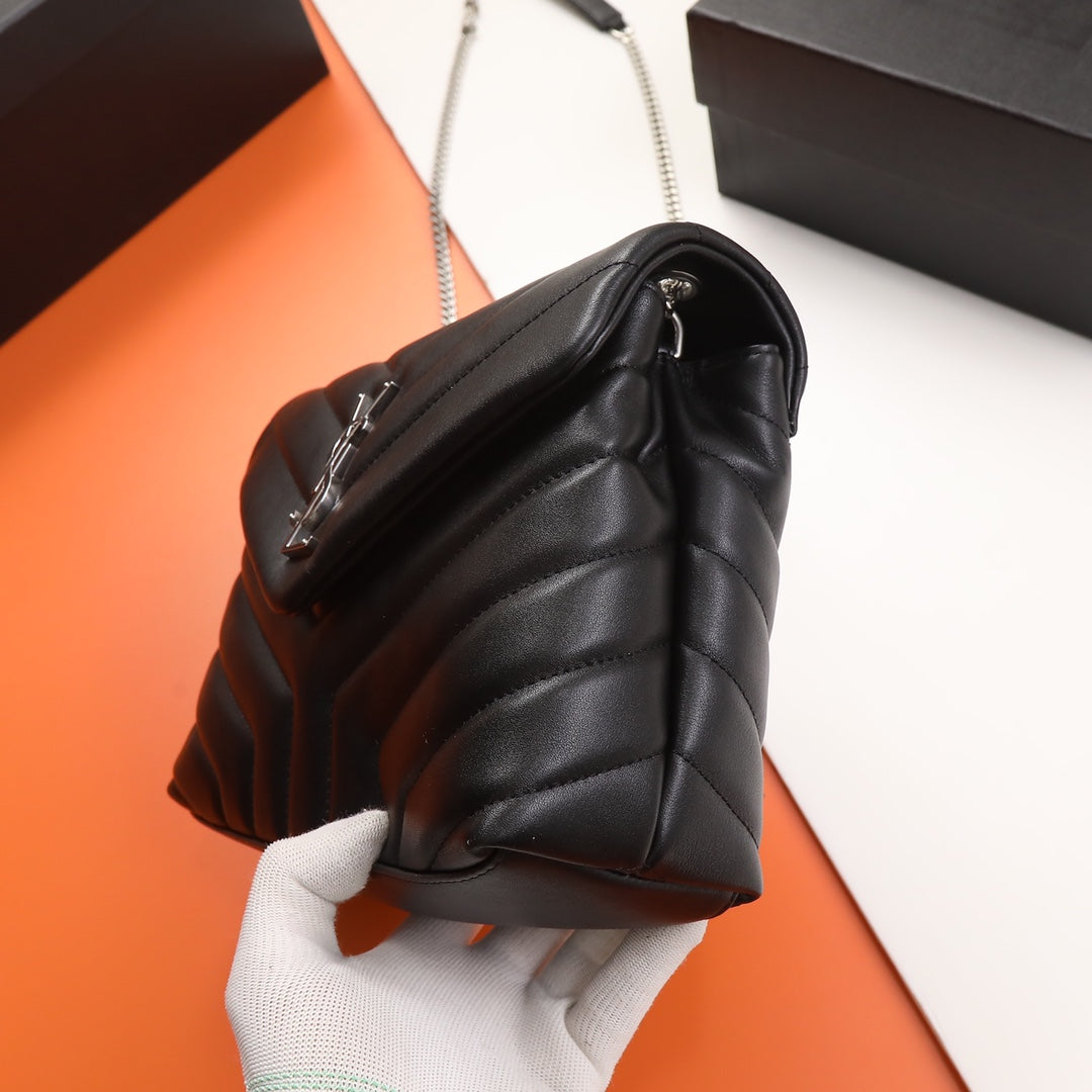 Saint Laurent Loulou Toy Bag in Quilted Leather - Black with Silver Hardware