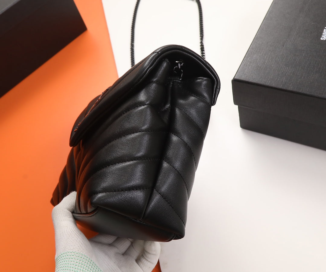 Saint Laurent Loulou Toy Bag in Black Quilted Leather with Black Hardware