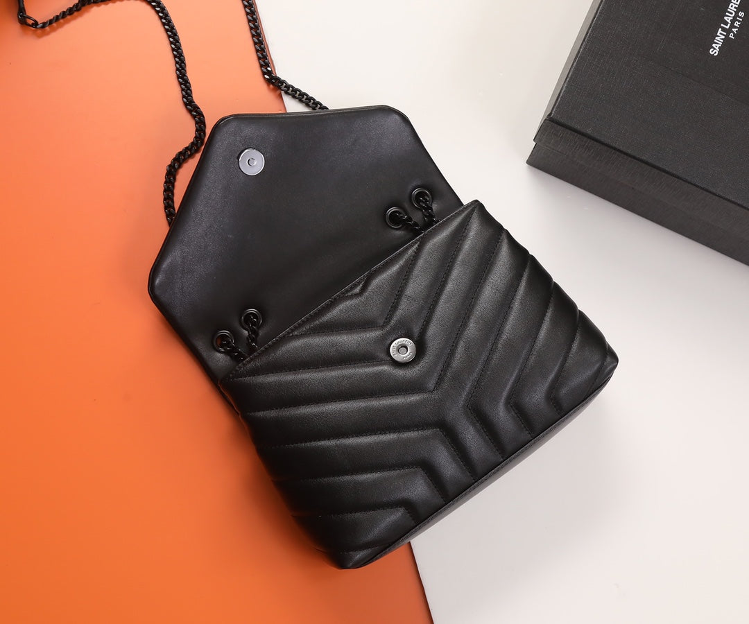 Saint Laurent Loulou Toy Bag in Black Quilted Leather with Black Hardware
