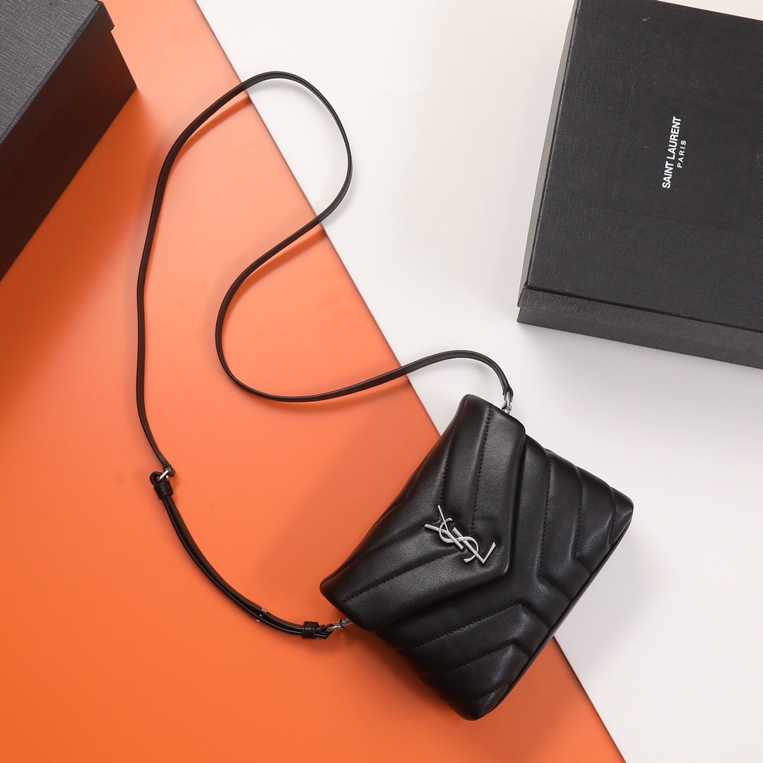 Saint Laurent Loulou Toy Strap Bag in Quilted Leather - Black