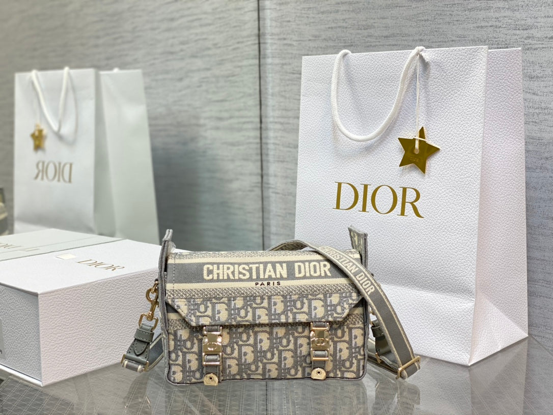 Christian Dior DiorCamp Small Bag Grey Dior Oblique Embroidery